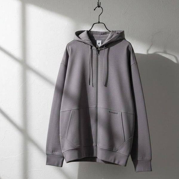 ユニークッション地ルーズフィットフードジップアップ QR123LFT13-GRY