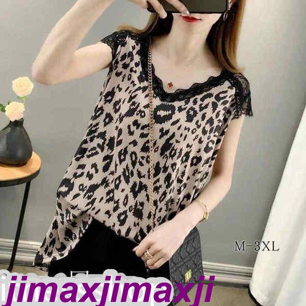 新品 シャツブラウス 半袖 ヒョウ柄 トップス レディース レース切り替え キレイめ Vネック 薄手 ゆったり カジュアル 大きいサイズ 夏新作