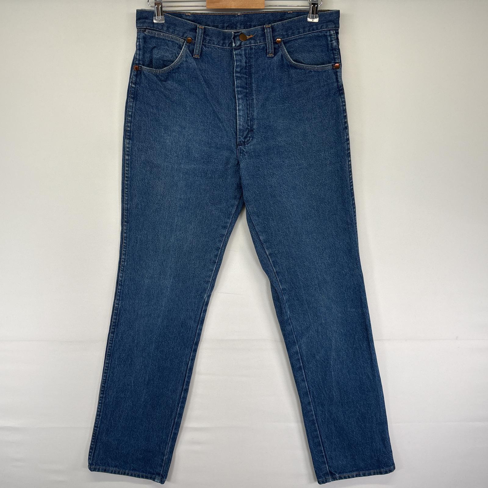 古着 90s/90年代 USA製 デニムパンツ ストレート 5ポケット ジーンズ ジーパン 色落ち w34 L34 ブルー メンズ