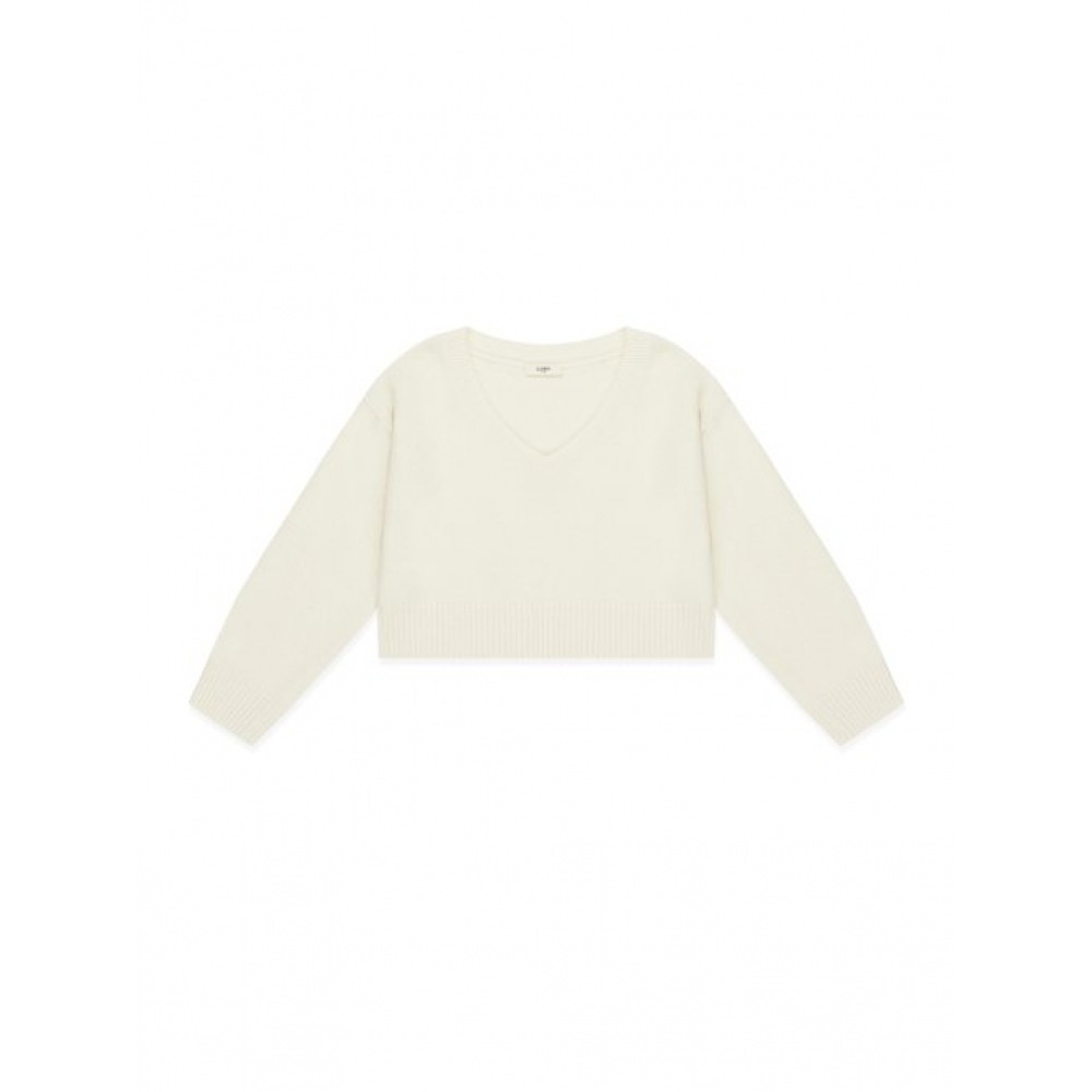 GLOWNY G クラシック Vネックニットプルオーバー (アイボリー)