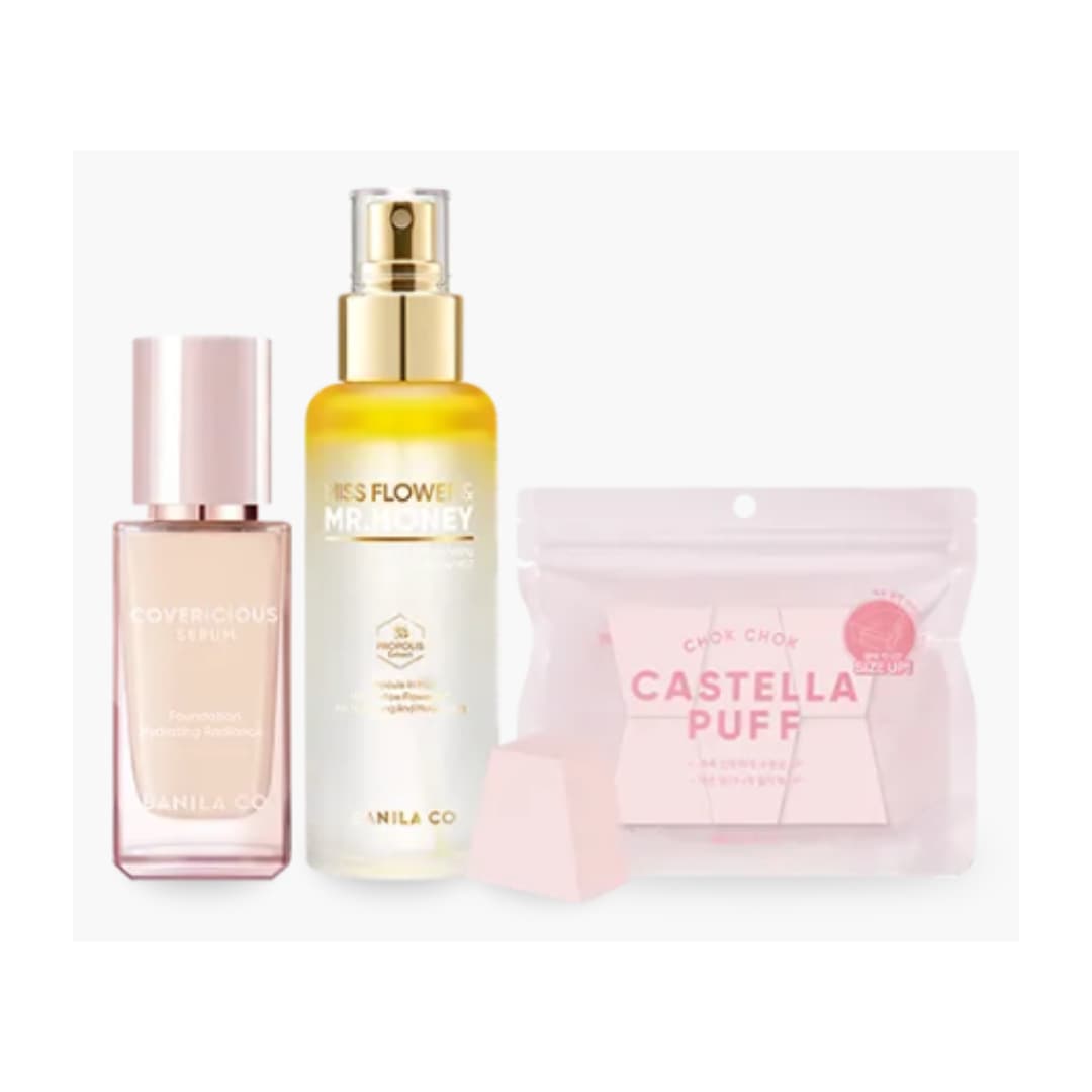 カバレシャスセラムファンデーション+ハニーミスト+しっとりカステラパフ