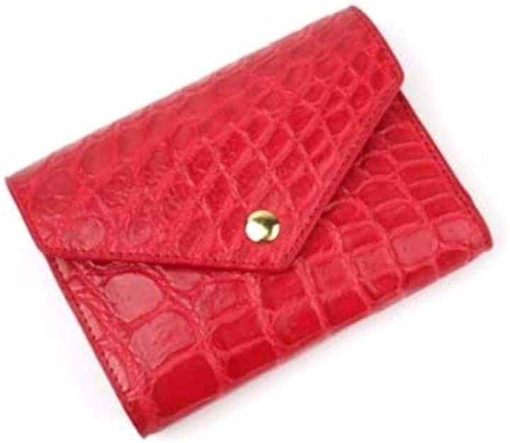 母の日 SENANNAM 財布 ミニ レター型 養殖クロコダイル( 赤)