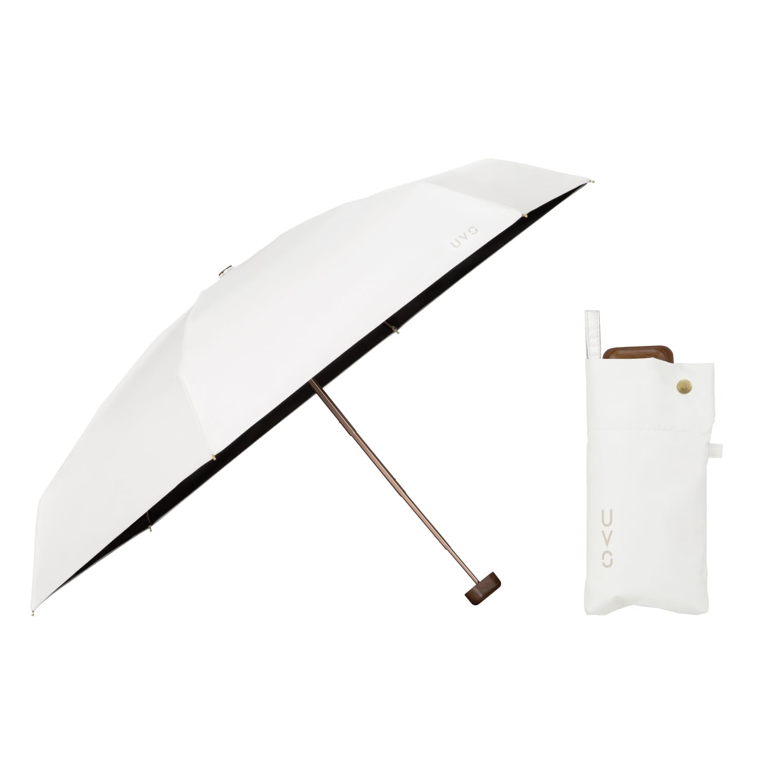 Wpc. 最強の日傘 UVO(ウーボ)折りたたみ傘／5段 無地 オフ 遮光率＆UVカット率100%/UPF50＋/遮熱/晴雨兼用コンパクト 親骨53cm レディース おしゃれ 可愛い シンプル カ
