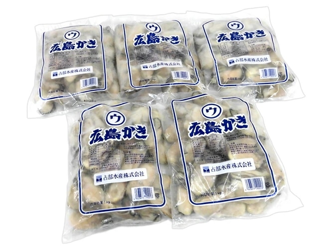 =広島産 むき牡蠣= 大粒Lサイズ以上 約1kg x5袋（合計5kg）（冷凍便）加熱用/生/冷凍剥きカキ/牡蛎