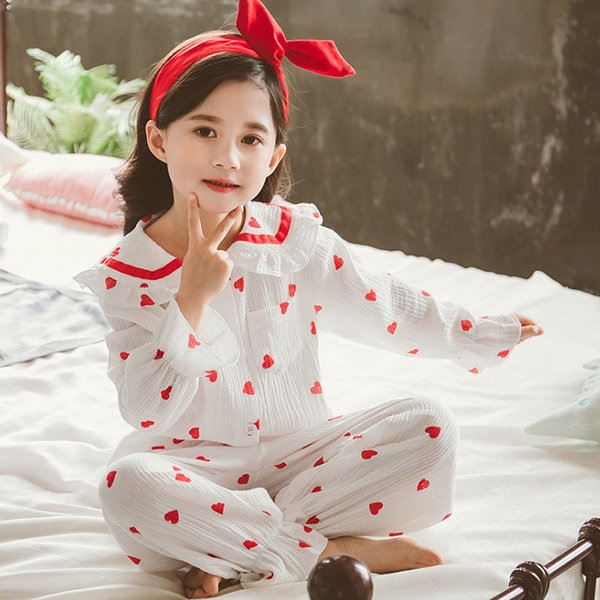 ジュニア女児 パジャマ 子供服 ハートシャツ パジャマセット JMH9