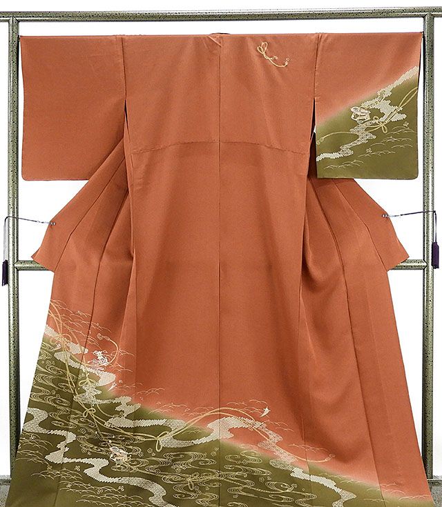 単衣 訪問着 新品仕立済 正絹 単衣 流水宝尽くし模様 訪問着 新品 仕立て上がり 着物