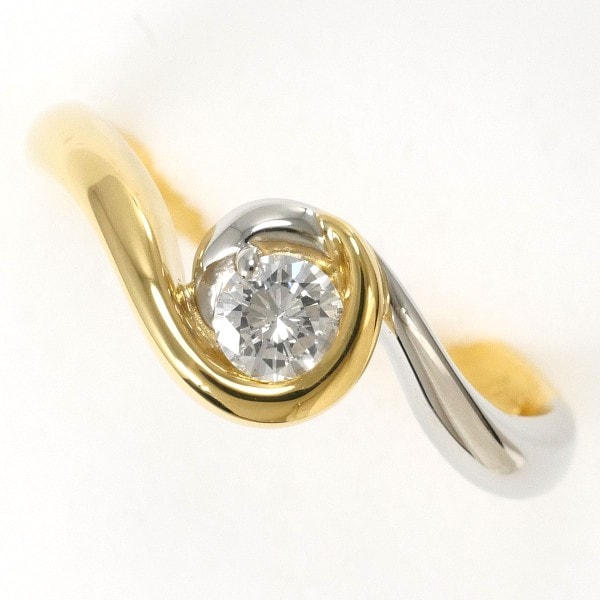 PT900 プラチナ K18YG リング 指輪 12号 ダイヤ 0.20 鑑別書 ジュエリー 中古