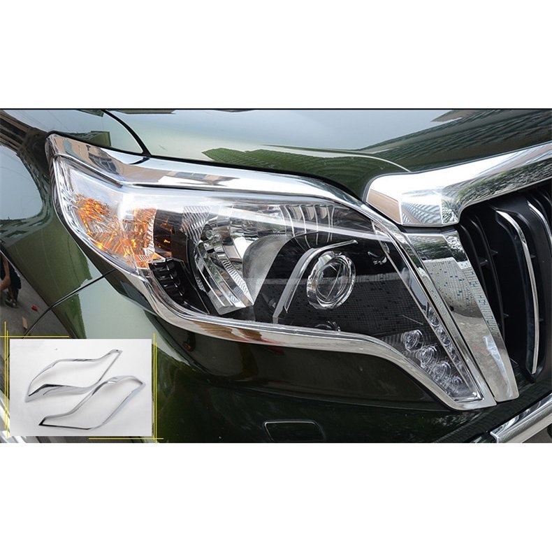 ヘッドライトガーニッシュランドクルーザープラド PRADO 150系 中期専用 フロント ヘッドライトカバー メッキ ヘッドライトリング 2P