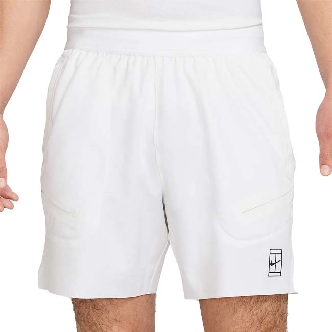 日本サイズ ナイキ(NIKE) 2025 SP メンズ コートアドバンテージ Dri-FIT 6インチ ゲームショートパンツ FZ6914-100ホワイト×BK(25y1mテニス用ゲームウェア)