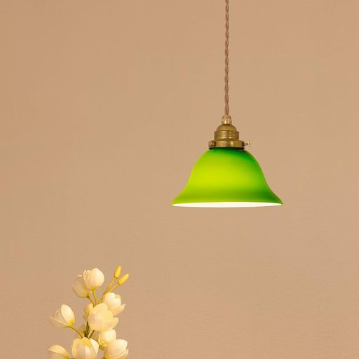 ガラス ペンダントライト 真鍮 E26口金 LED電球付属 引掛けシーリングライト 照明器具 天井 吊り下げ灯 北欧 おしゃれ かわいい 手作り