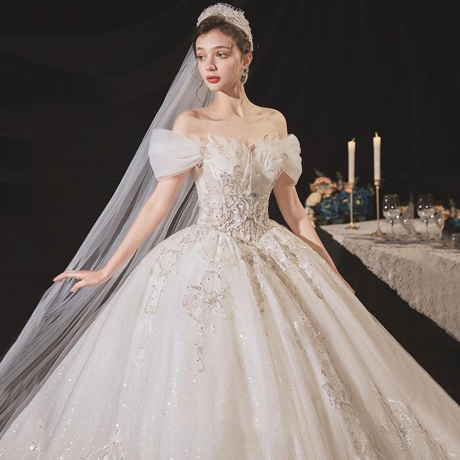 大ヒット結婚式 ドレス 女性 新作 気質 セレブ 司会者 半袖 長袖 宴会 　パーティードレス二次会 パーティードレス ウエディングドレス 結婚式 パーティー イベント 演奏会 発表会 お嫁さん 花嫁