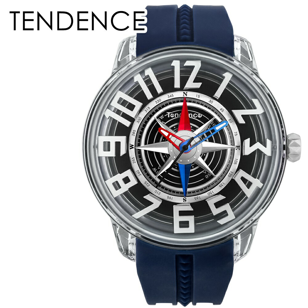 テンデンス 腕時計 手表 メンズ レディース キングドーム ブラック ネイビー インパクト ドーム型ガラス 回転ダイヤル 3Dインデックス オーバーサイズ シリコンベルト 10代 20代 30代 おし