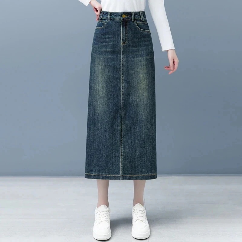 3日出荷 スカート夏デニムロング ハイウエスト 着痩せ タイト スリットデザインロングスカート 通勤向け 春服 レディース