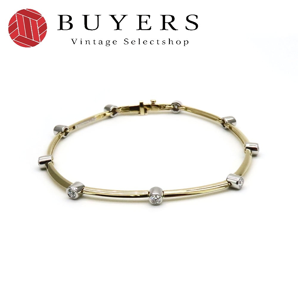 中古 ブレスレット K18YG Pt950 ダイヤモンド 約11.1g イエローゴールド プラチナ 9PD ジュエリー ステーション レディース 女性 198,000円