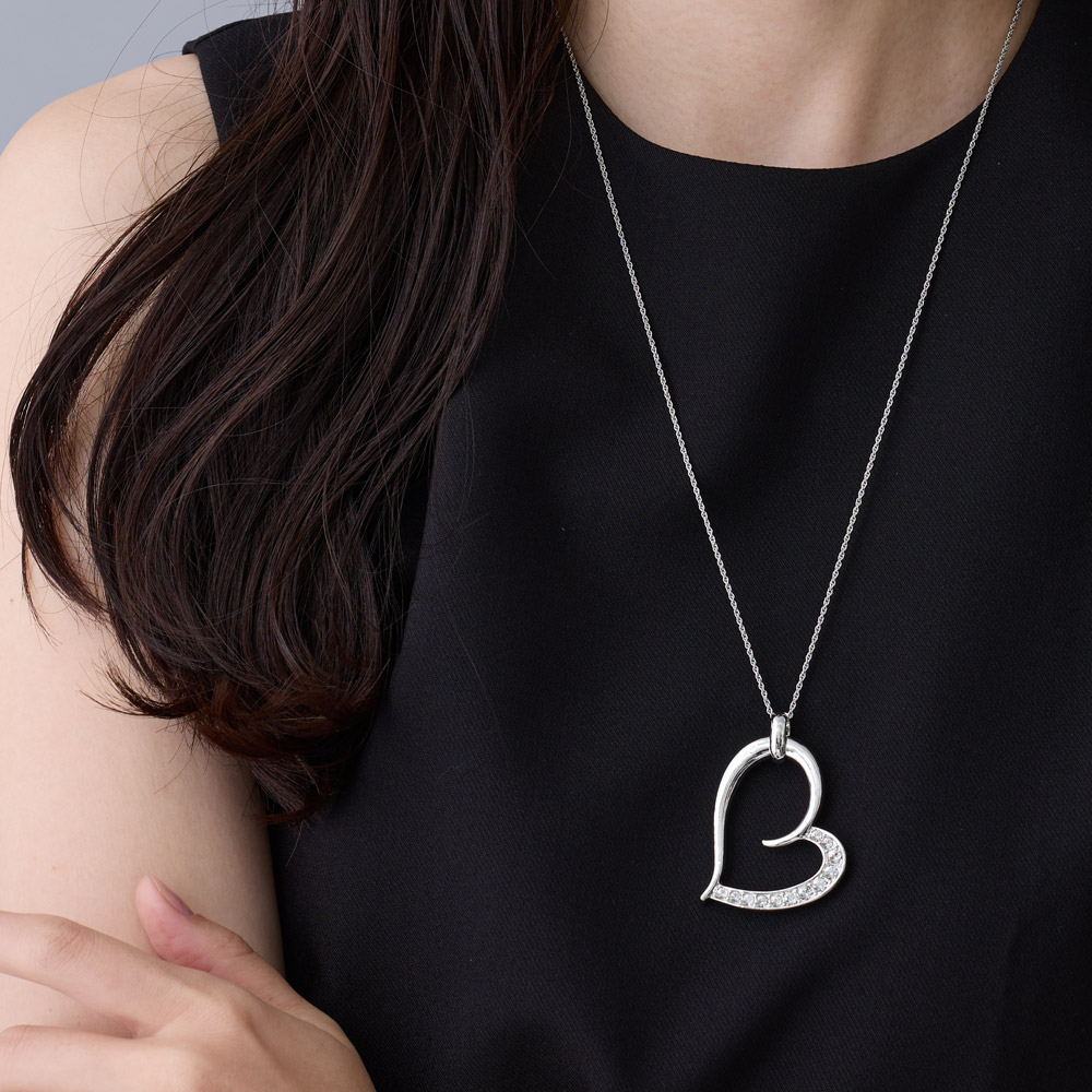 ネックレス K18GP アシンメトリー オープンハート ロング ペンダント レディース ロング 大ぶり プレゼント