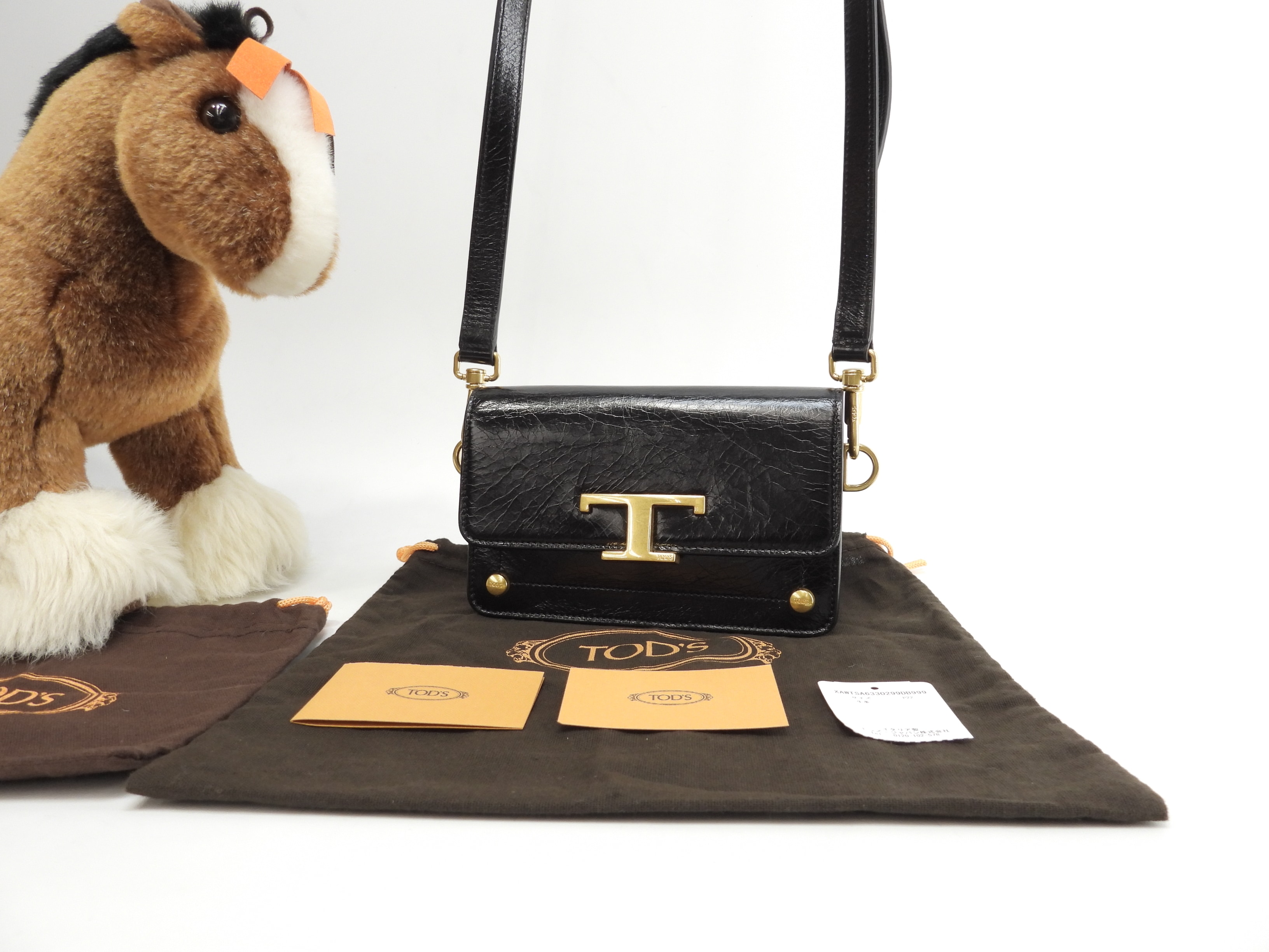 ミニポシェット Tタイムレス レザー黒 クロスボディバッグ@T146