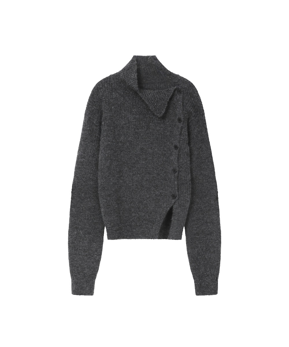 【MISEKI SEOUL】 SIDE BUTTON KNIT : CHARCOAL