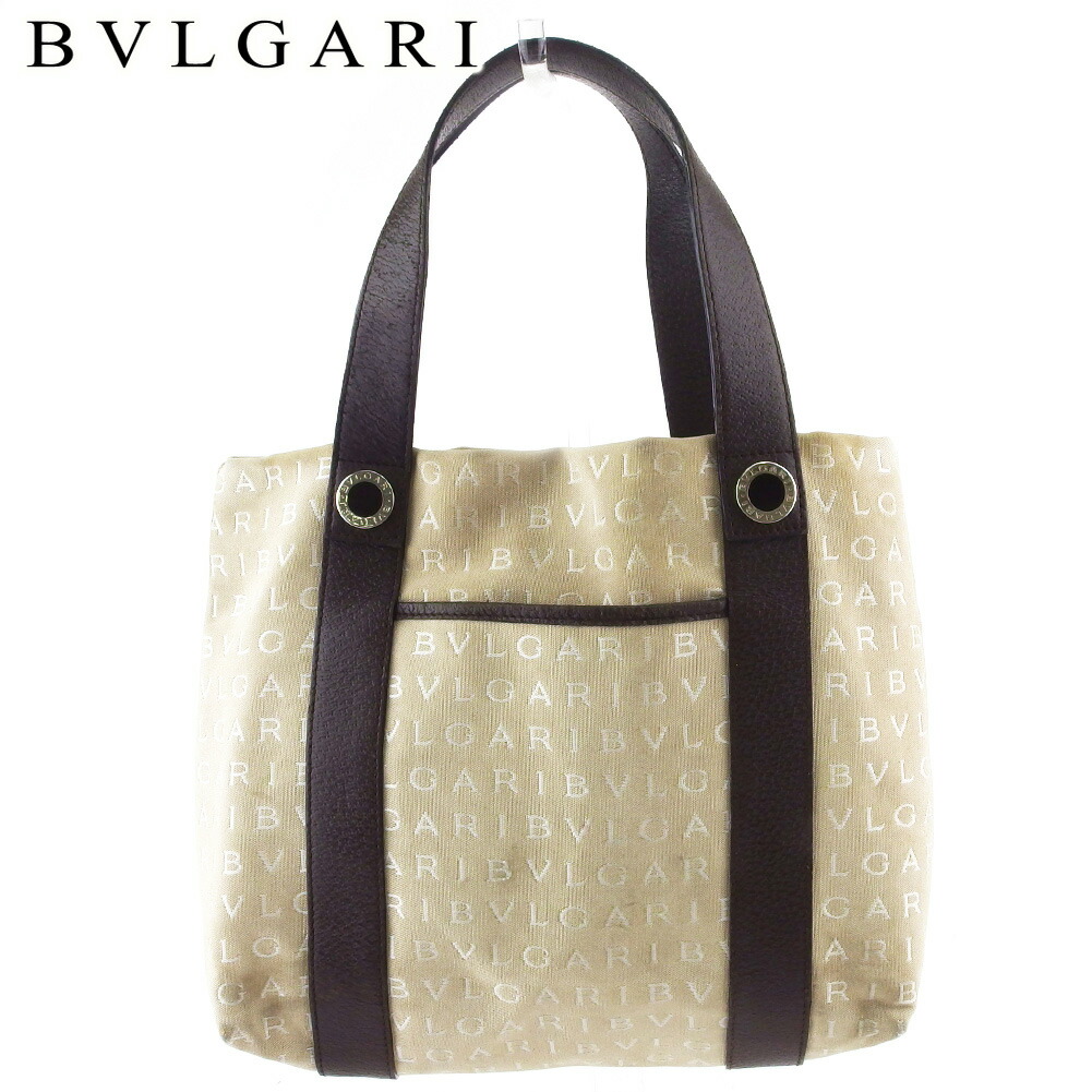 トートバッグ トート ハンドバッグ ロゴマニア レディース メンズ コローレ ベージュ ブラウン シルバー 中古