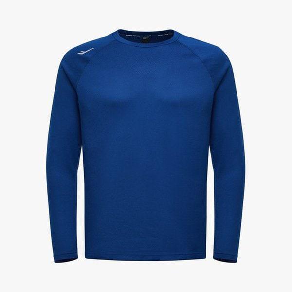 メンズブルーメッシュニット起毛Tシャツ/メンズ春秋スポーツランニング長袖TシャツPW3MT24F102_IC