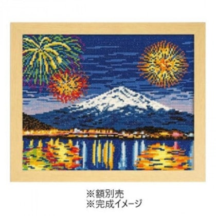 オリムパス ししゅうキット 四季を彩る「日本の名所」河口湖冬花火と富士山 7462(ベージュ)