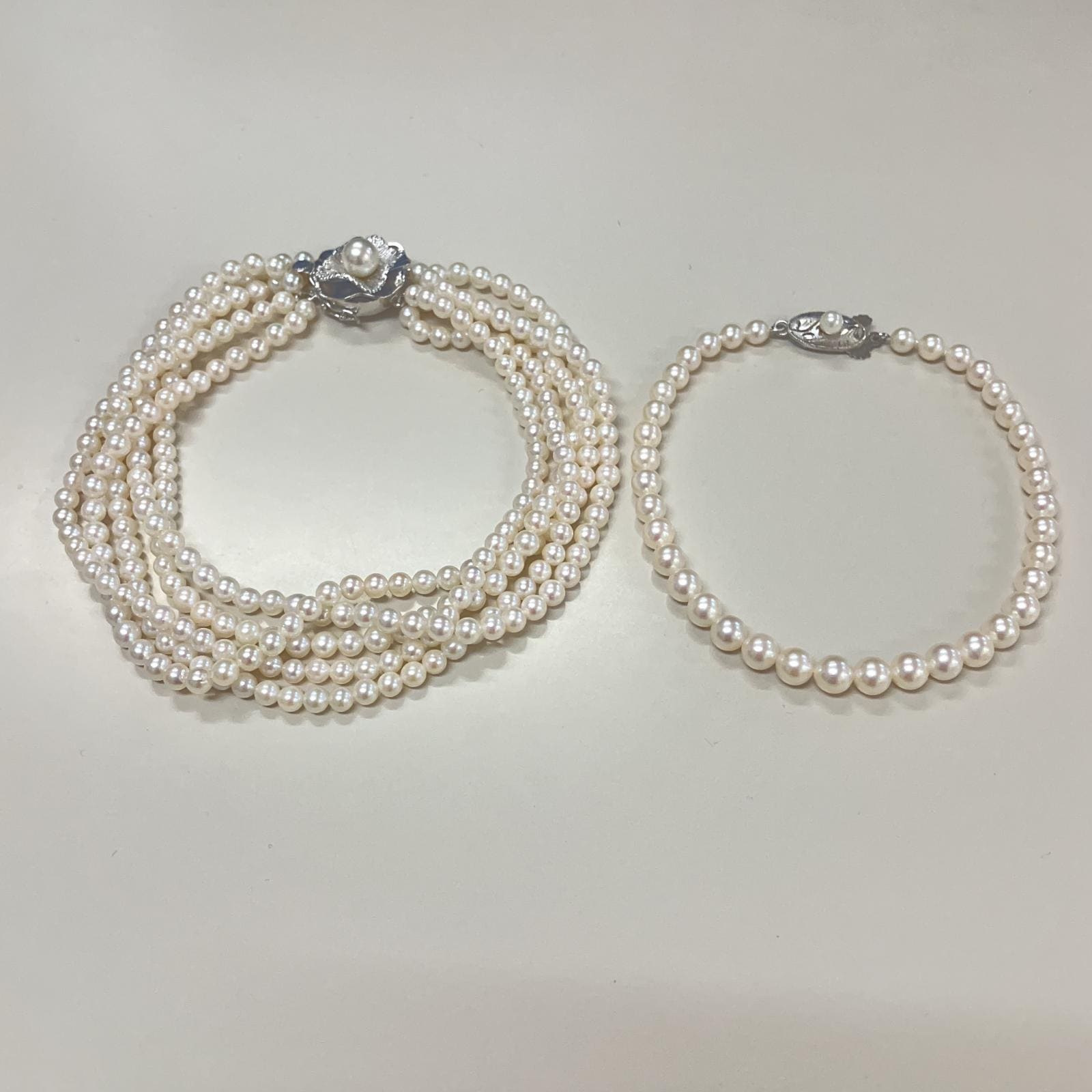 ブレスレット シルバー/パール ホワイト SILVER刻印【中古】 レディース