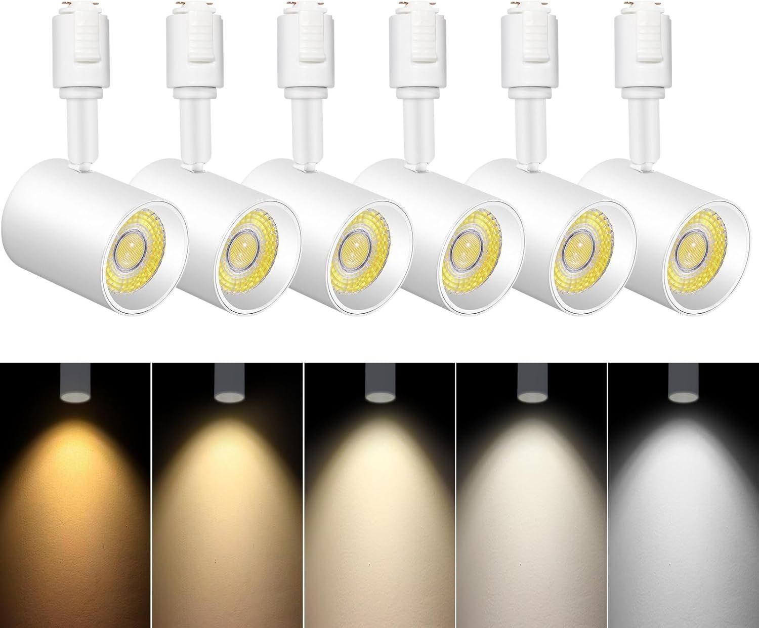 5色調節 ダクトレール スポットライト LED一体型照明 10W(85W形相当) 明るい レールライト 高演色CRI90+ 2700K-6000K 800lm キッチン/ショップ用 シーリング