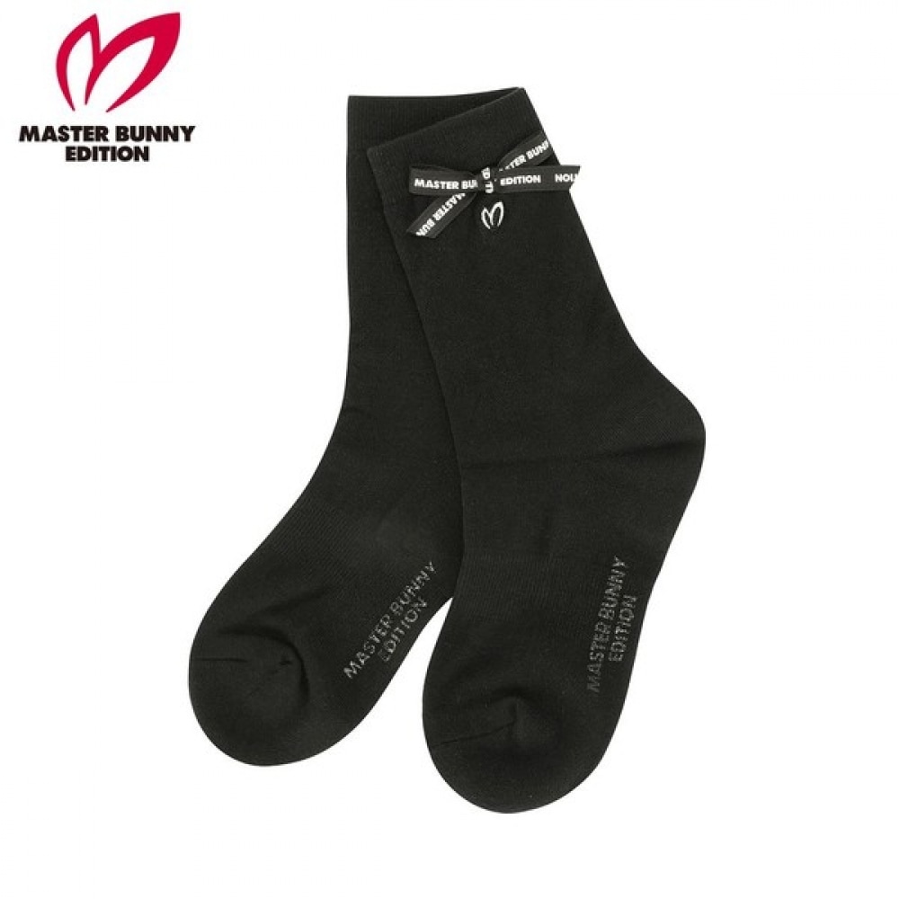 (Master Bunny) レディースノンスリップワッフルティッシュリボンミッドカーフソックス