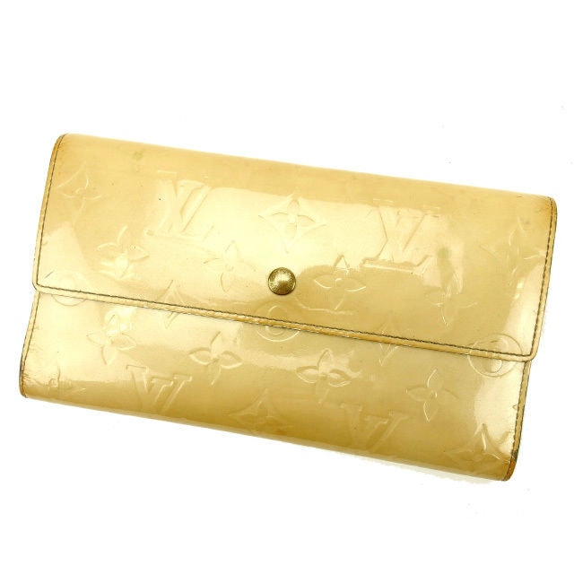 長財布 三つ折 ヴェルニ ポルトトレゾールインターナショナル ベージュ 中古