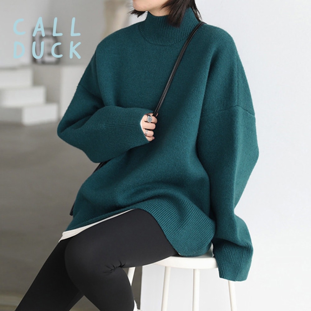 ニットセーター 長袖 XXL レディース ハイネック カジュアル 無地 モックネック オーバーサイズ トップス 秋冬 111893