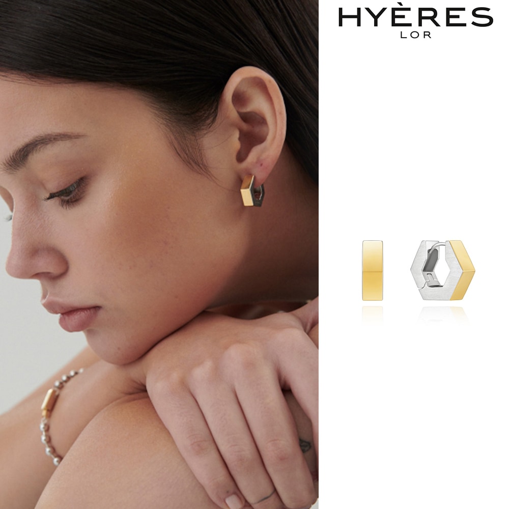 [HYERES LOR] H edition Silver (C) One touch earrings M