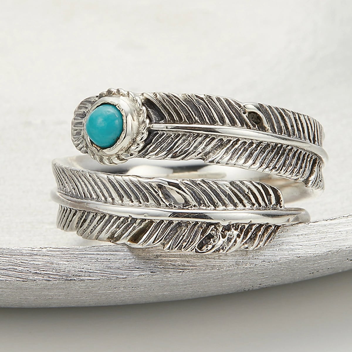 リング レディース メンズ シルバー925 ターコイズ フェザー 羽 ワンストーン 一石