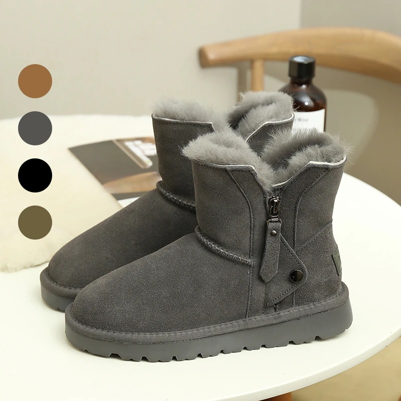 VMT28 韓国 ブーツ 牛革+ウール スノーブーツ ショートブーツ 長靴 ムートンブーツ 厚くて暖かい 本革 裏起毛 ブーツ レディース 冬のブーツ 靴 厚底ブーツ 冬 韓国ファッション シューズ3