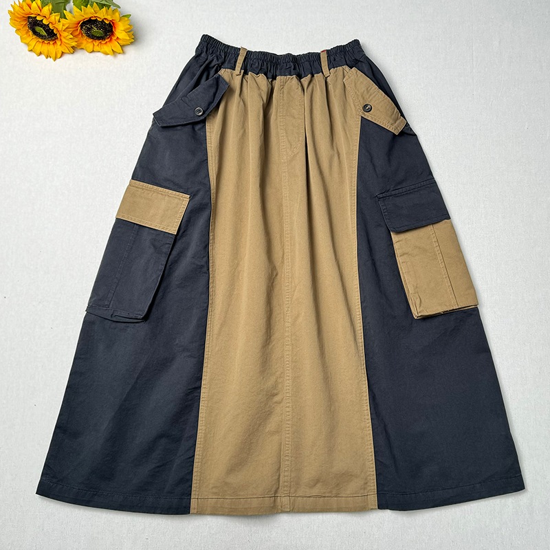 ボトムス スカート ミディアム丈スカート ウエストゴム ポケット Aライン かわいい 大人可愛い きれいめ シンプル 上品 おしゃれ かっこいい カジュアル こなれ感 個性的 主役級 存在感 抜け感