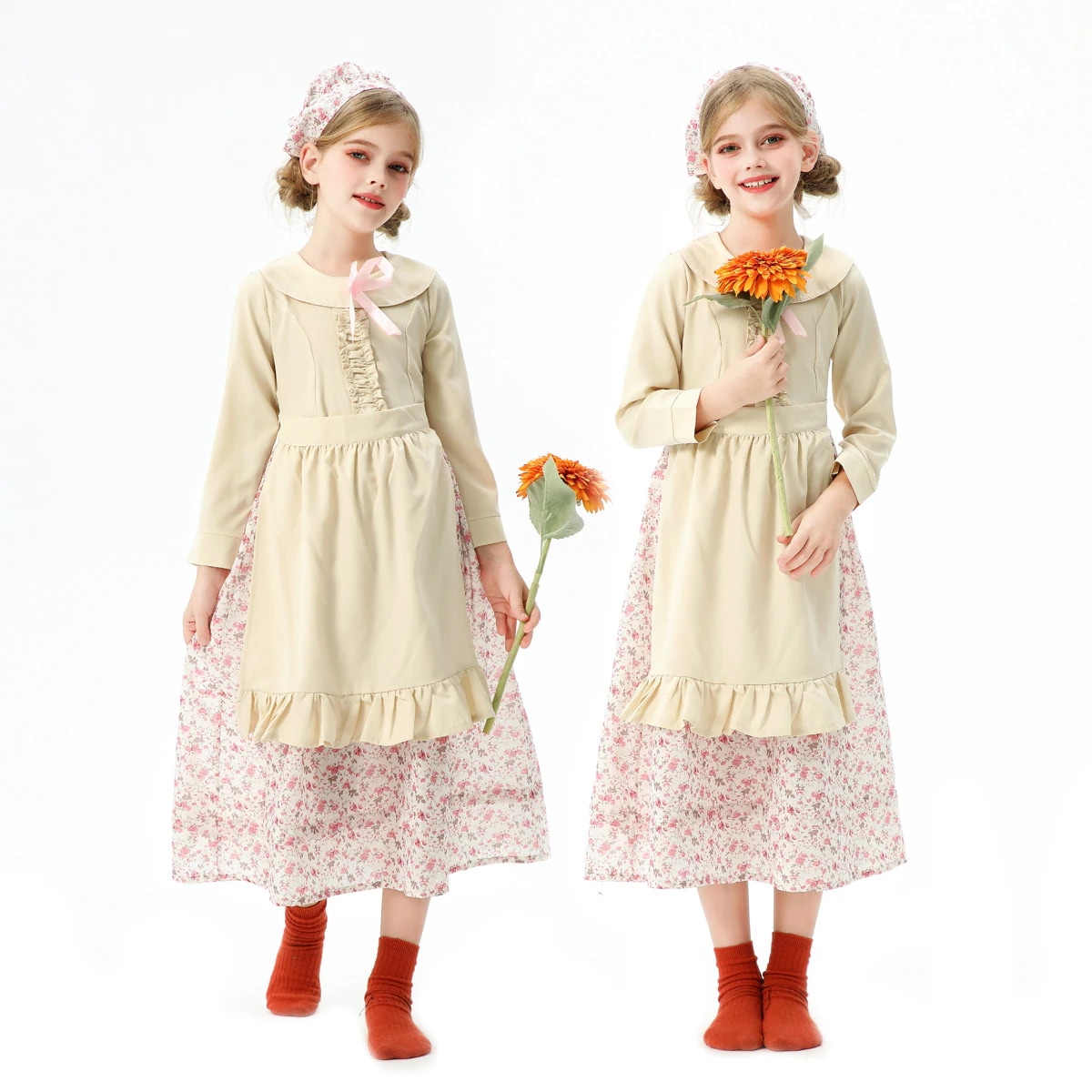 ハロウィンの子供用コスチュームヨーロッパとアメリカの田園風の農場メイド花柄ドレス女の子の狼おばあちゃんのドレスパフォーマンスコスチューム