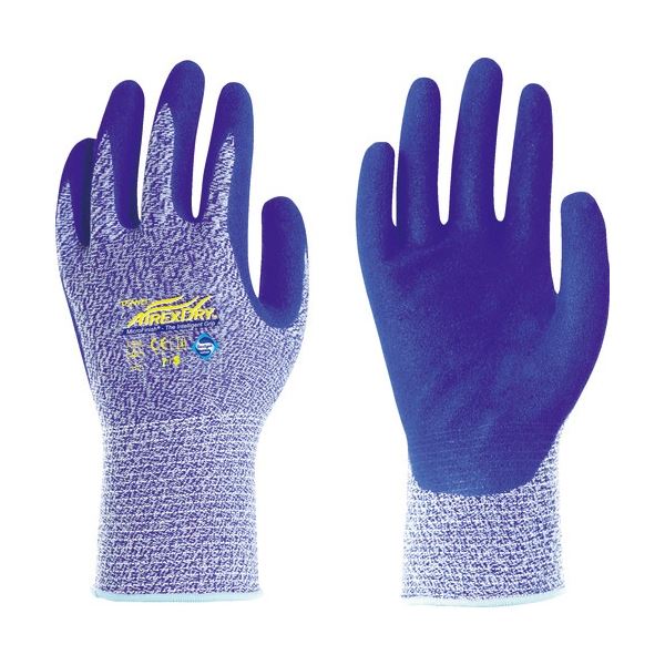 （まとめ）東和 ニトリル背抜き手袋 AIREXDRY 7/S ブルー 530-S 1双[x10]