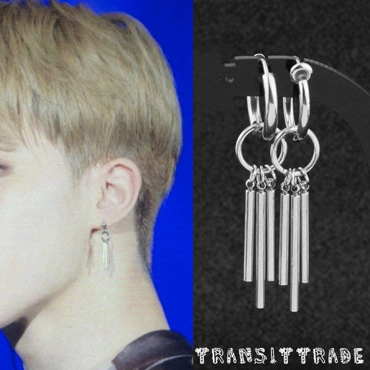 送料無料2点セット1ペアメンズピアス レディースピアス Bts 防弾少年団 おしゃれピアス メンズイヤリング レディースイヤリング ノンホール