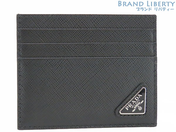 未使用プラダサフィアーノトライアングルカードホルダーカードケースパスケース名刺入れNEROブラック2MC223