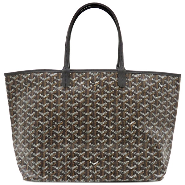 ゴヤール GOYARD トートバッグ サンルイPM ゴヤールディンキャンバス シュヴロッシュカーフスキン ブラック シルバー金具 SAC SAINT LOUIS PM ヘリンボーン 黒 リバーシブル
