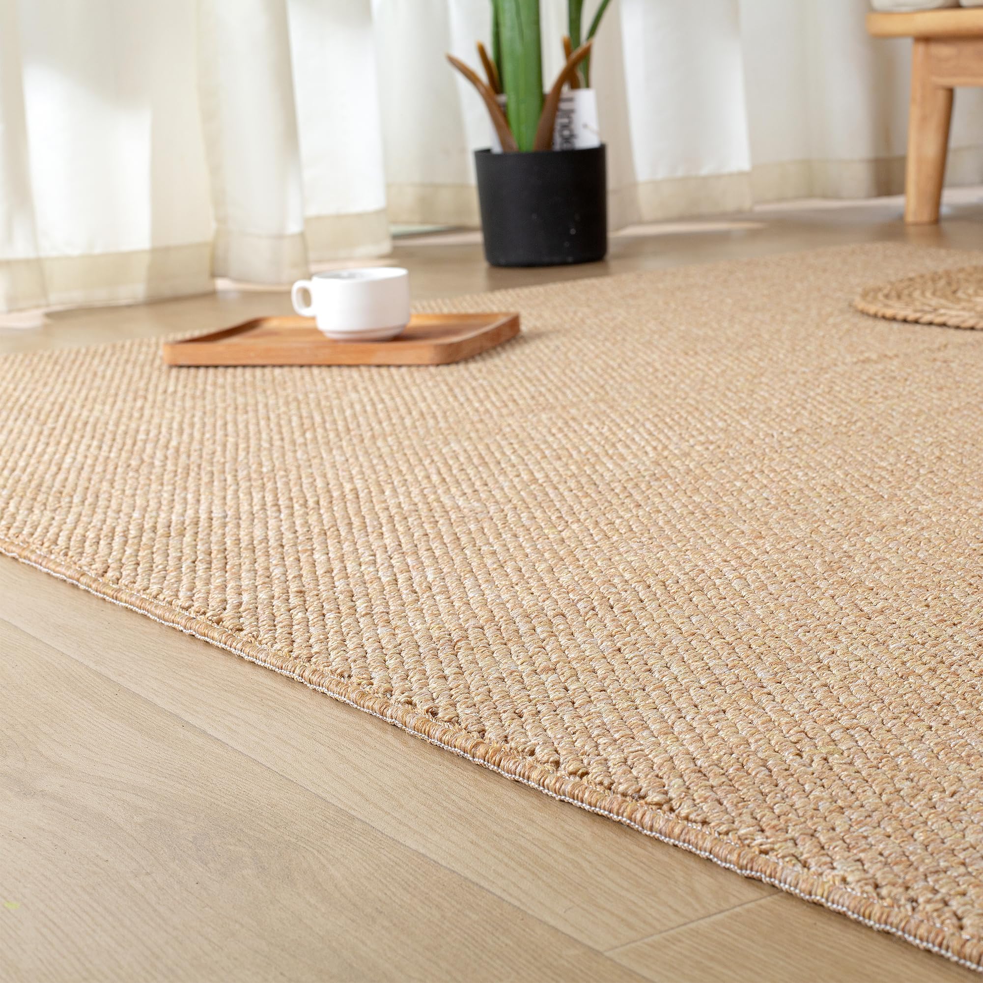 FLIIRITAIA カーペット ブラウン 120×160cm 約1畳 リネン風素材 洗える 滑り止め 抗菌 防臭 防ダニ 通気性 速乾性 防音 リビングルーム 寝室 ダイニングルーム フローリング