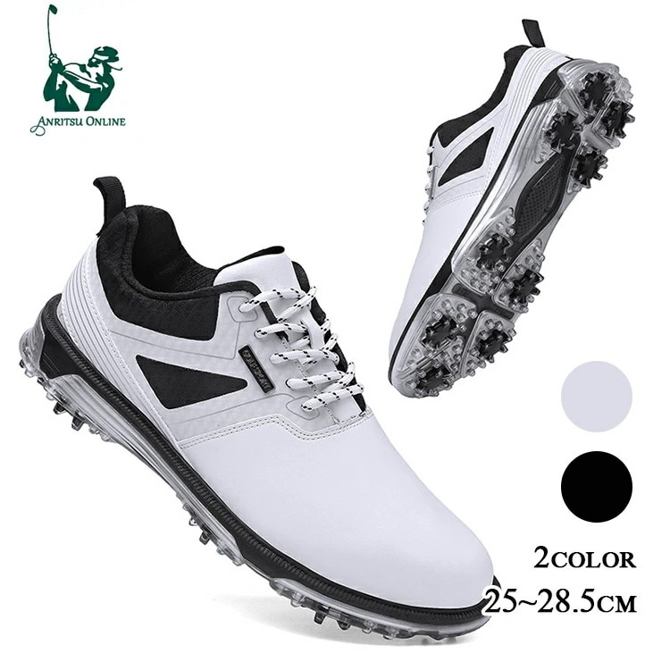 ゴルフシューズ メンズ スパイク付き 黒 白 大きいサイズ 4E 幅広い フィット感 シューズ ゴルフ スニーカー 軽量 動きやすい 歩きやすい 通気性 防水性 耐久性 抗菌 防臭 蒸れづらい 練習