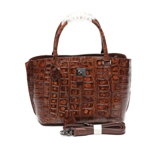 クロコダイルLB-3056 パドロック付 ショルダーストラップ付 2WAY 天ファスナー ブラウン