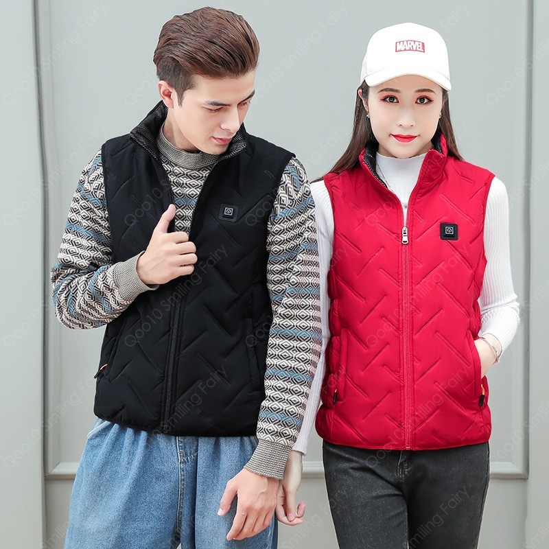 電熱ベスト ヒーター付きベスト ヒーター9つ 防寒着 メンズ レディース 秋冬物 ヒートベスト 電熱ウェア バイク用 中綿入り チョッキ スタンドカラー-59