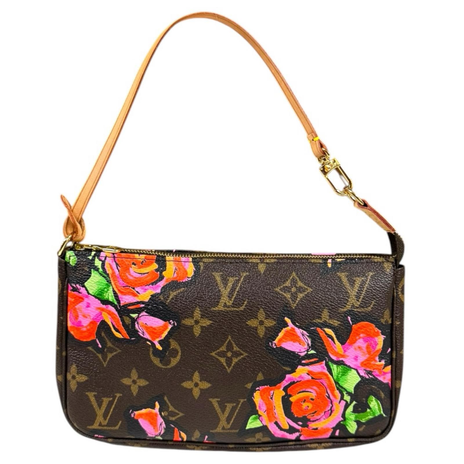 ルイヴィトン ポシェットアクセソワール モノグラムローズ ハンドバッグ モノグラムキャンバス M48615 ブラウン LOUIS VUITTON 中古