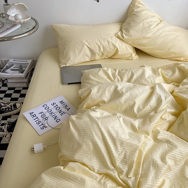 マンゴーバブル水洗い綿四点セット寝具カラーリング布団カバーシングル学生寮三点セット