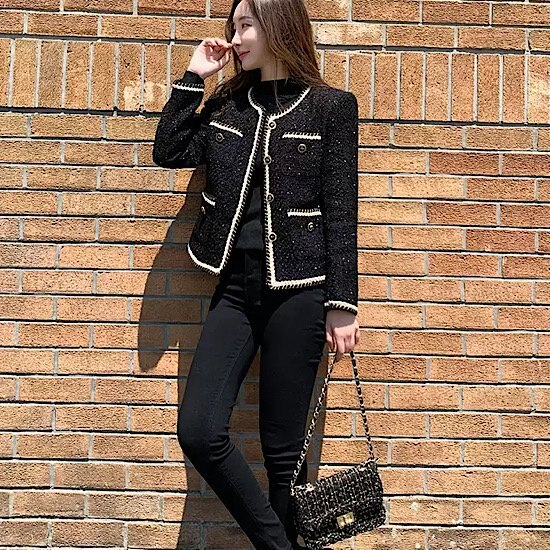 【取寄：納期2週間】ジャケット ツイードジャケット ホワイトライン スリムライン アウター レディース 無地