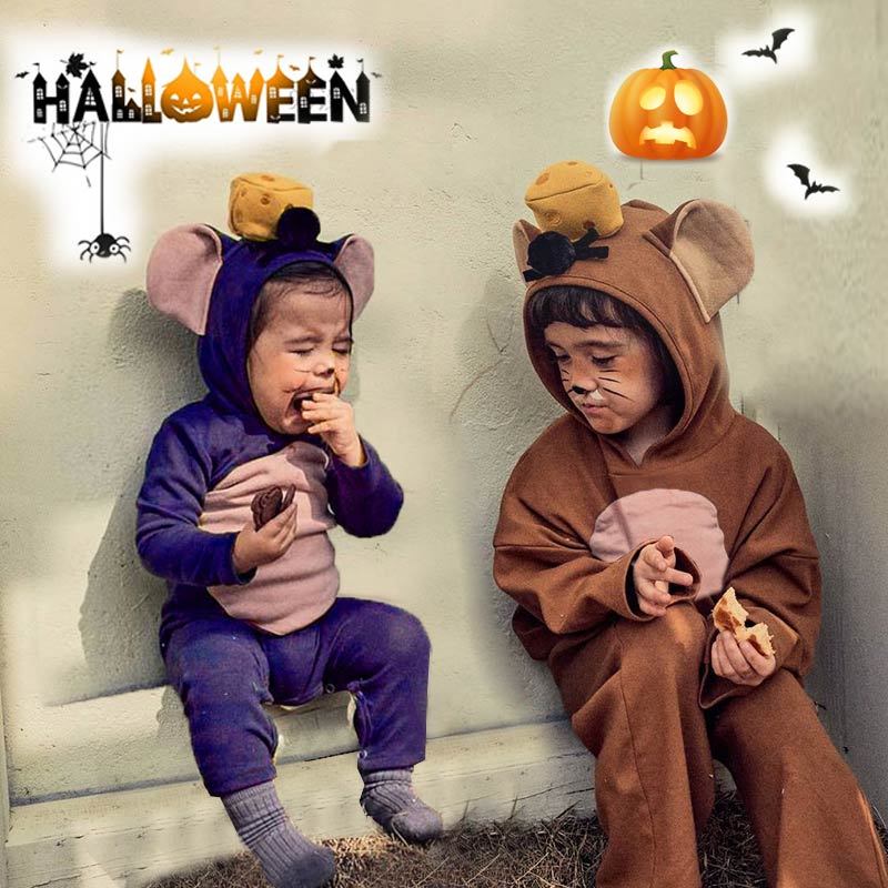 ハロウィン コスプレ ベビー 仮装 着ぐるみ ベビー 動物 ロンパース 新生児 ベビー服 赤ちゃん 綿 コットン ネズミ 子供用 男の子 女の子 寝相アート 長袖 出産祝い プレゼ