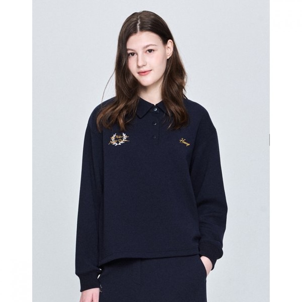 [25SS] [セットアップ] エンブロイダリーポイントポロスウェットシャツネイビー HSTS5B200N2