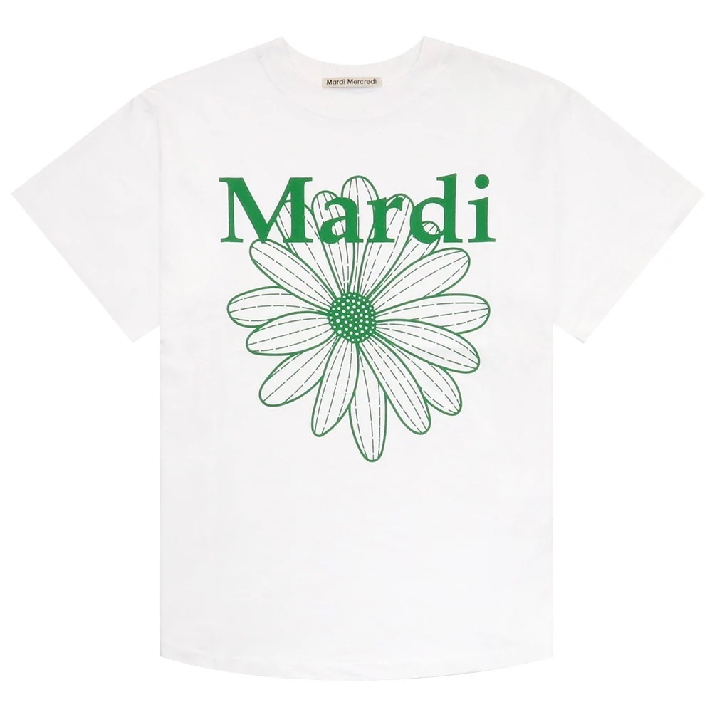 Tシャツ TSHIRT FLOWERMARDI WHITE GREEN 半袖 レディース 韓国 ファッション アパレル