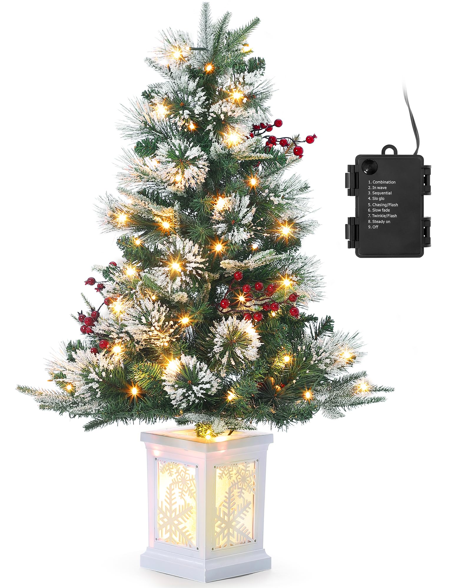 Litake クリスマスツリー 90cm 松ぼっくり 北欧風 LEDイルミネーションライト付き おしゃれ クリスマスグッズ 装飾 雪の花