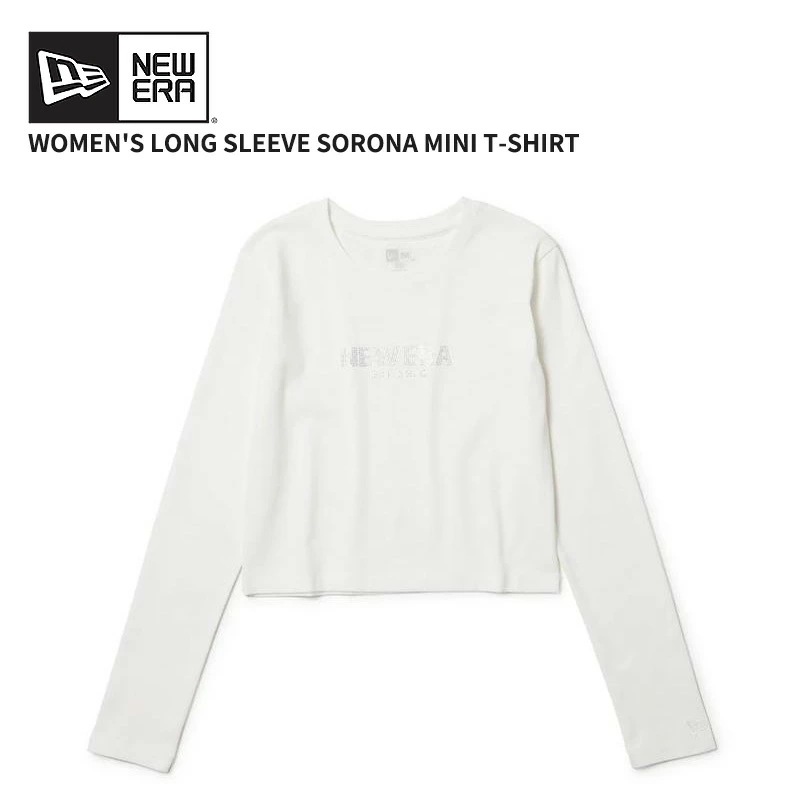 ニューエラ レディース ミニ丈 長袖Tシャツ ショートトップス NEW ERA Women s 長袖 ソロナ ミニTシャツ ホワイト 14674701